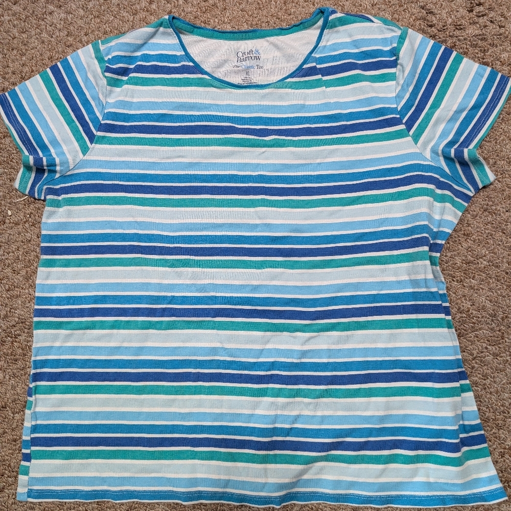 Croft & Barrow Blue and White Striped Tee